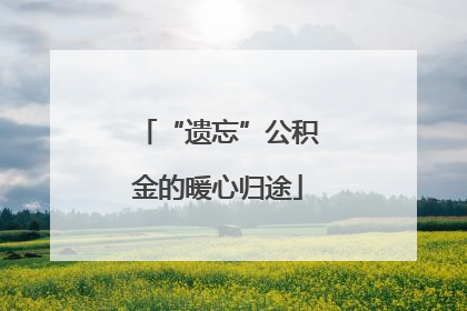 “遗忘”公积金的暖心归途